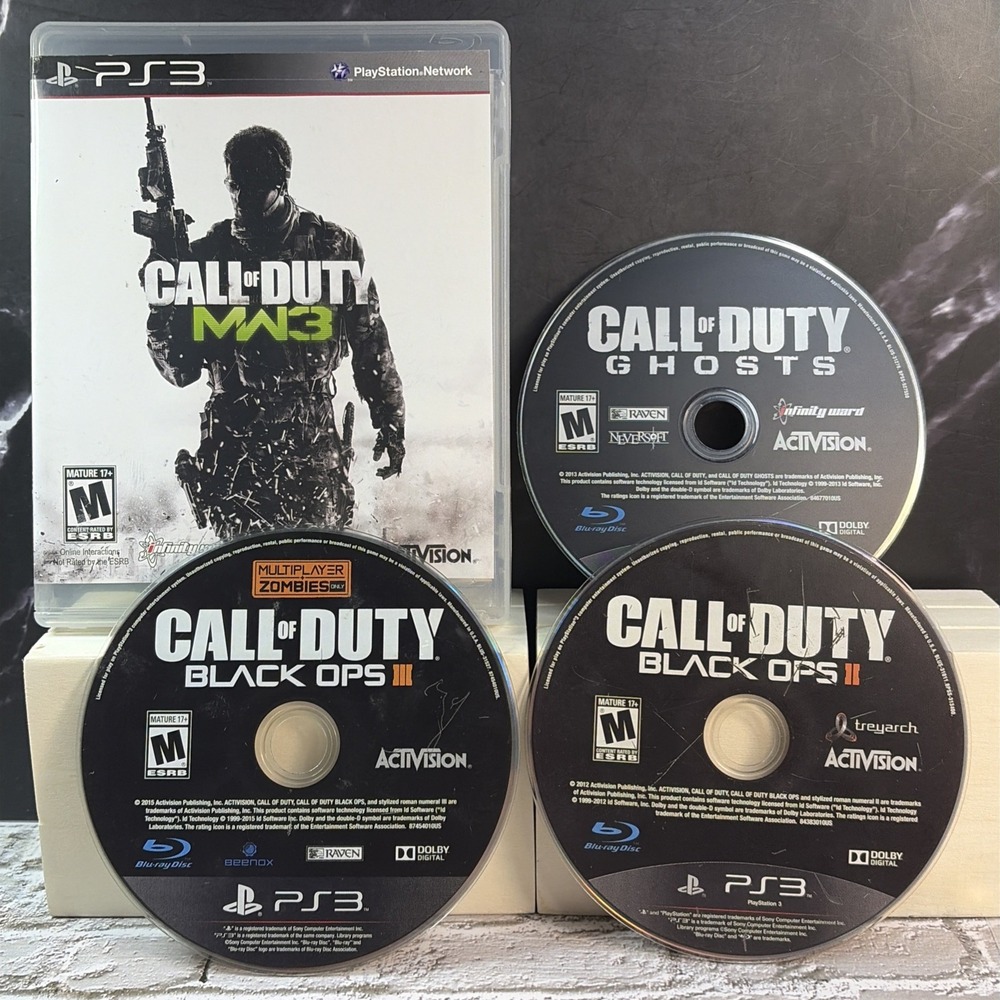 COD Bundle - PS3 PlayStation 3 MW3 Disk/Case, Ghosts, Black Ops 2 & 3 Loose. T&W